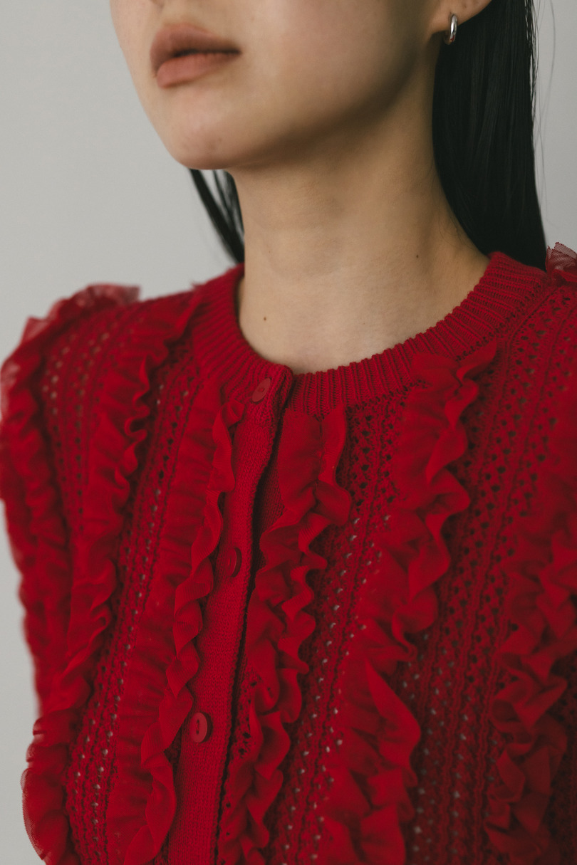 チュールフリルニットカーデ 詳細画像 RED 5