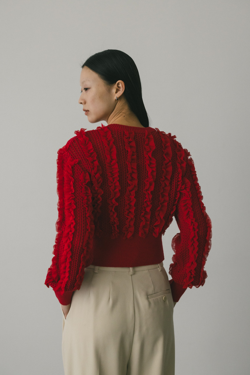 チュールフリルニットカーデ 詳細画像 RED 6