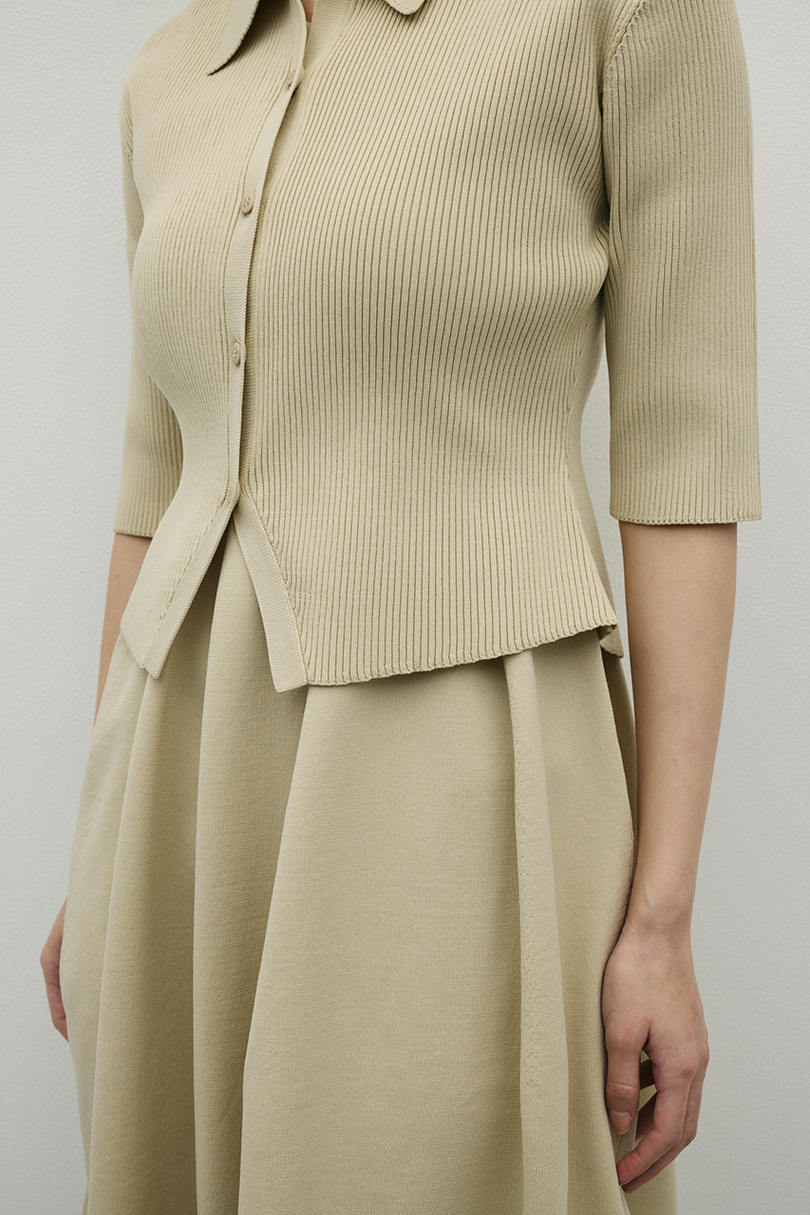 2ピースハーフスリーブポロニットワンピース 詳細画像 BEG 12