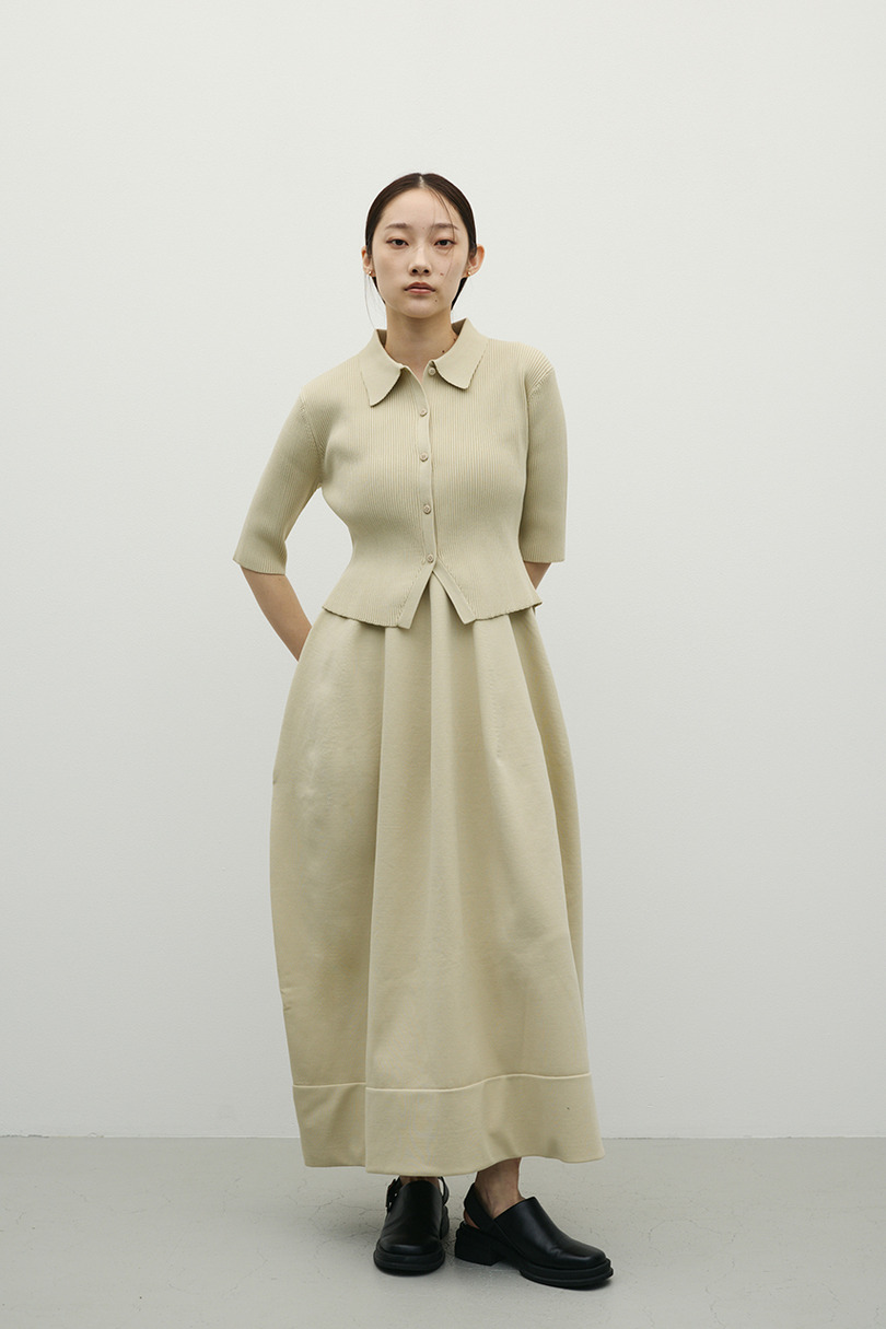 2ピースハーフスリーブポロニットワンピース 詳細画像 BEG 2