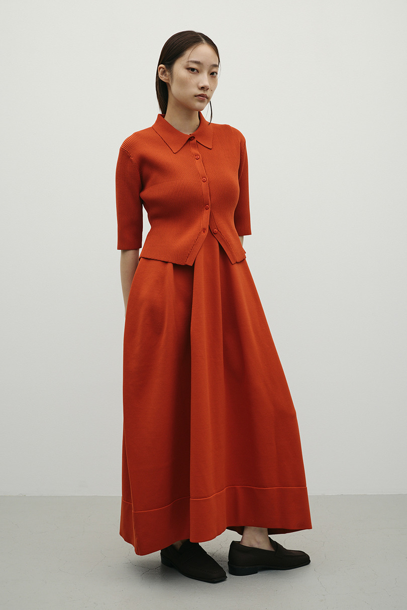 2ピースハーフスリーブポロニットワンピース