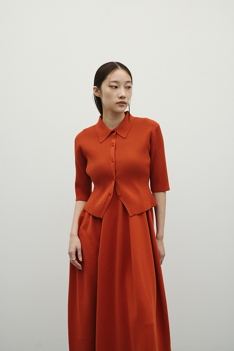 2ピースハーフスリーブポロニットワンピース 詳細画像 ORG 8