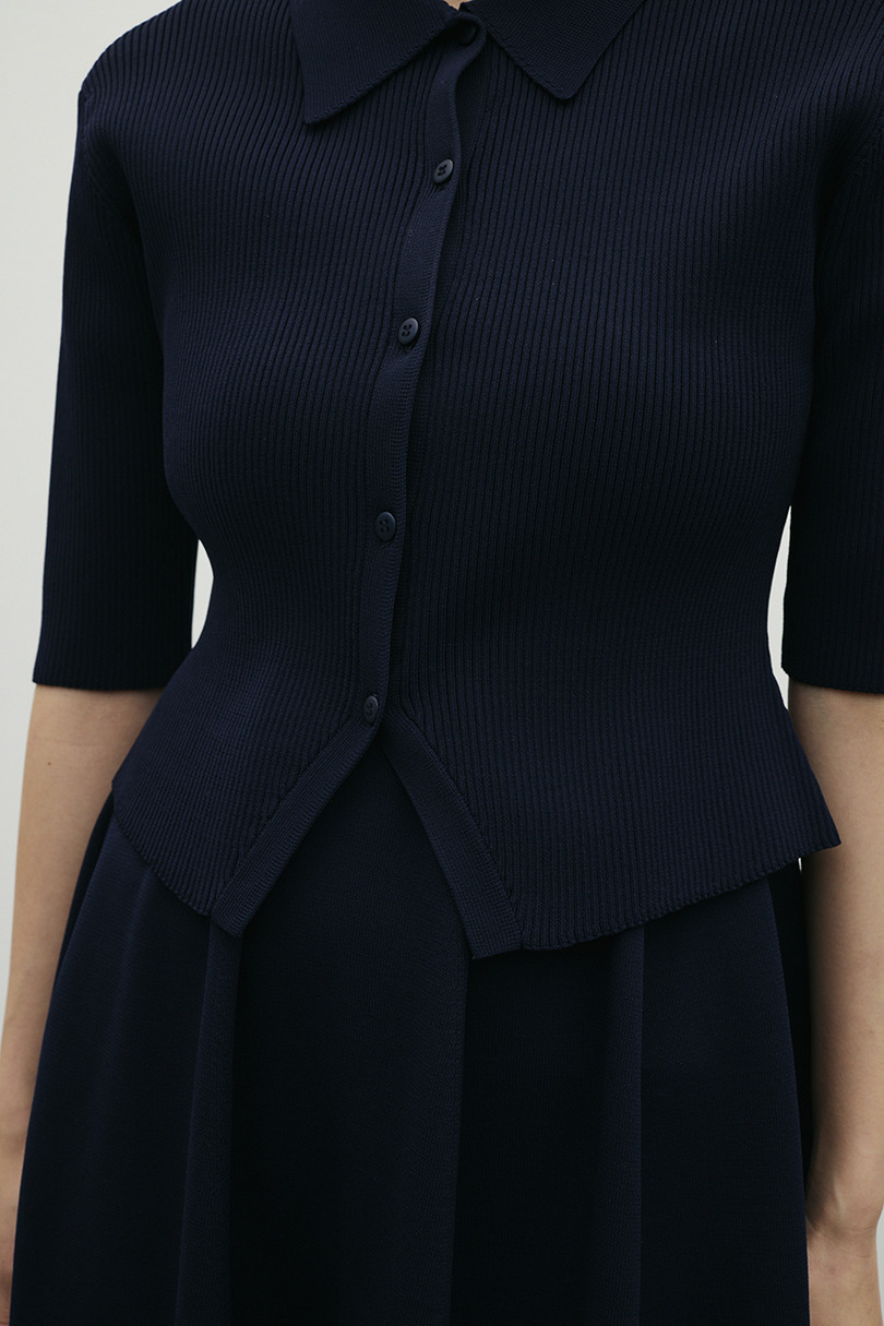 2ピースハーフスリーブポロニットワンピース 詳細画像 NVY 12