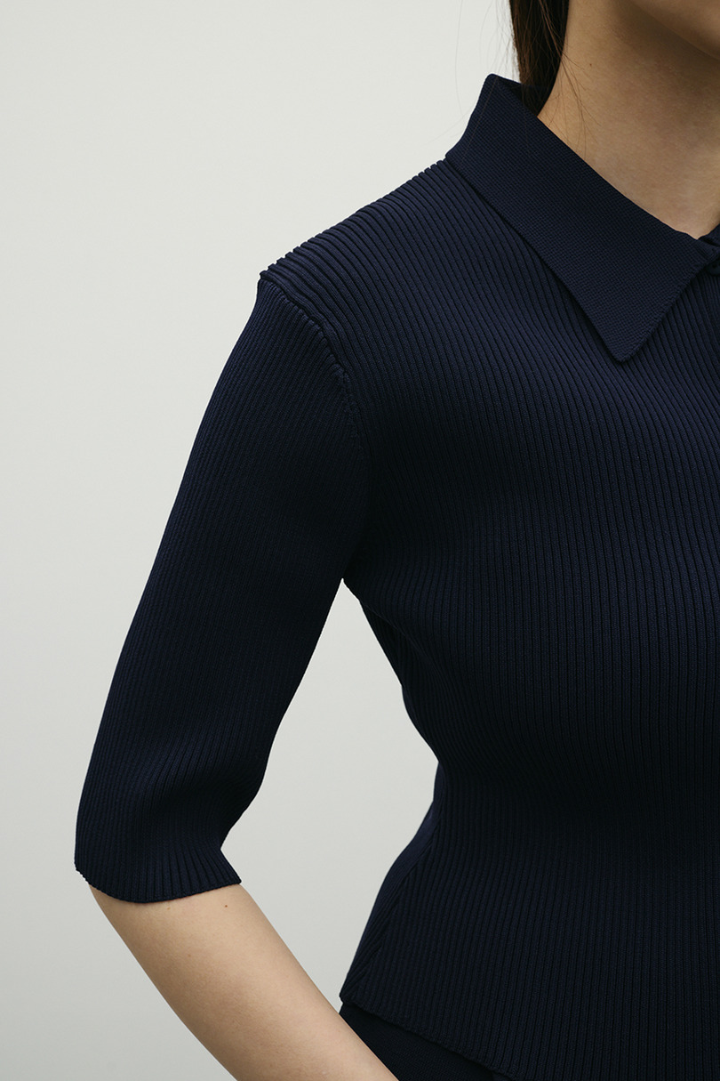 2ピースハーフスリーブポロニットワンピース 詳細画像 NVY 16