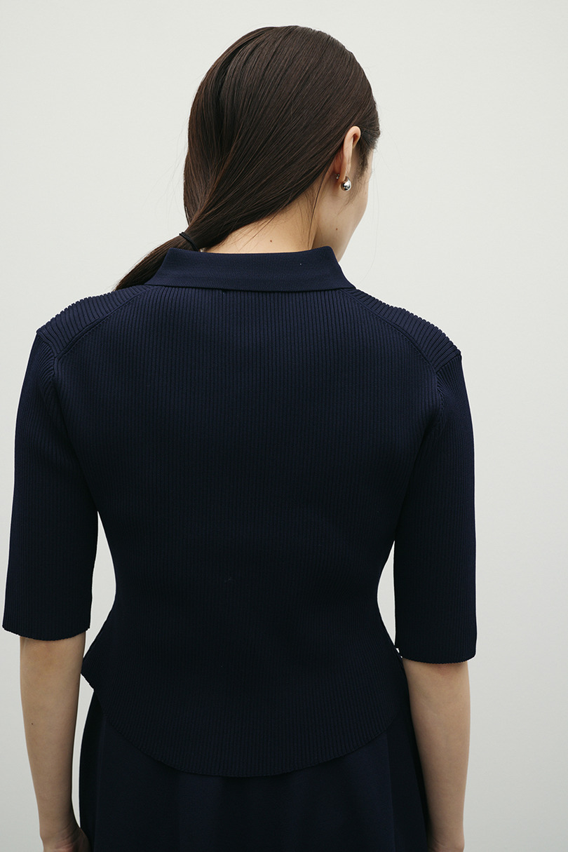 2ピースハーフスリーブポロニットワンピース 詳細画像 NVY 17