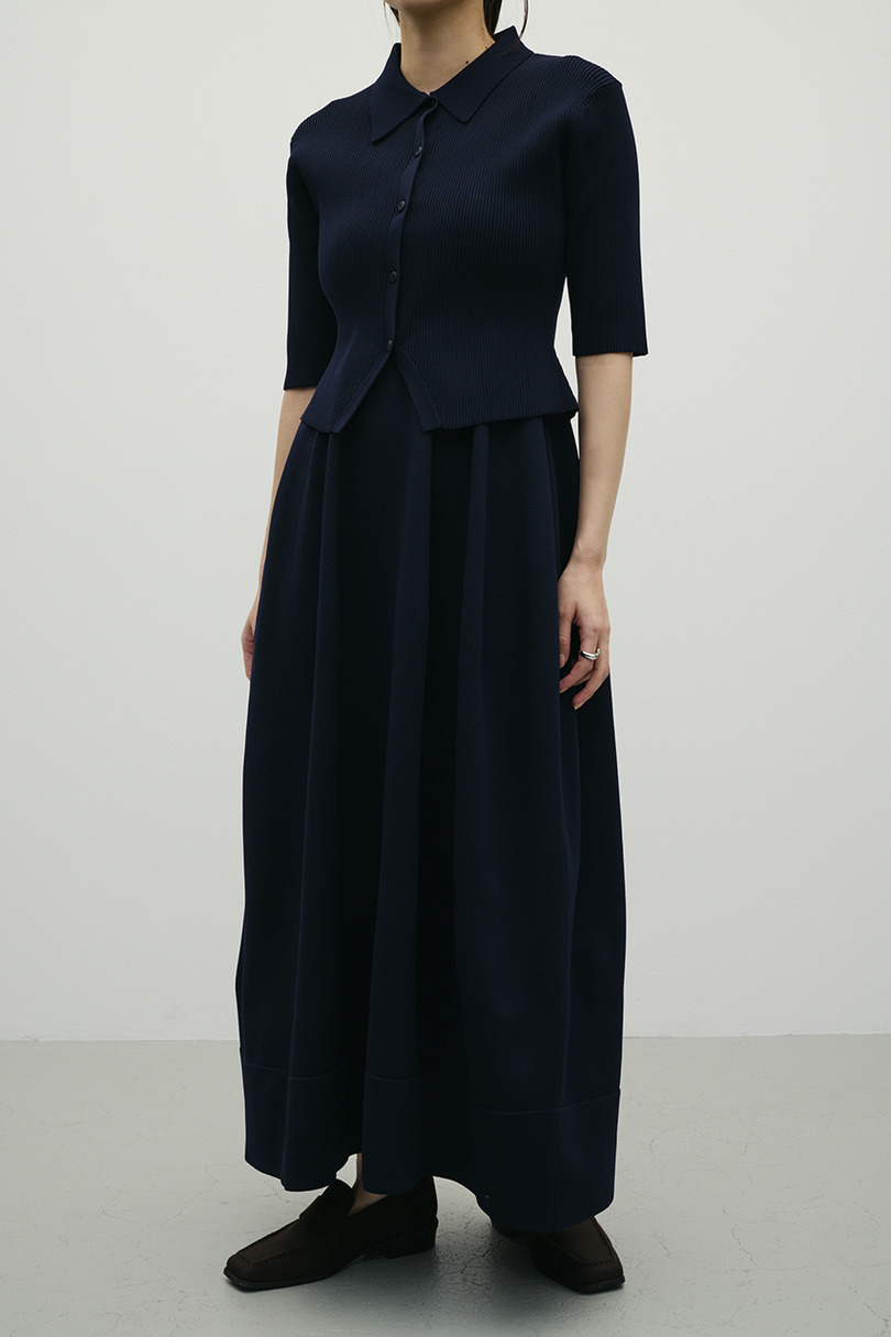 2ピースハーフスリーブポロニットワンピース 詳細画像 NVY 3