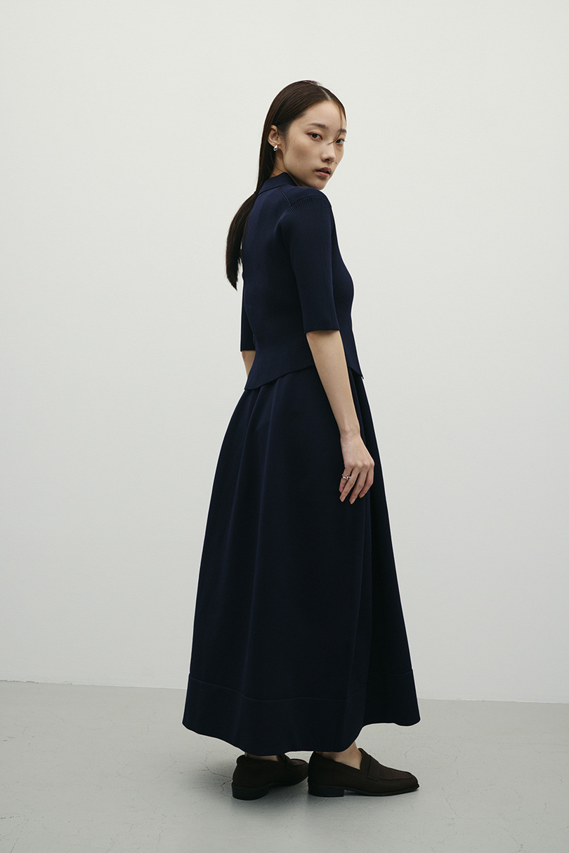 2ピースハーフスリーブポロニットワンピース 詳細画像 NVY 4