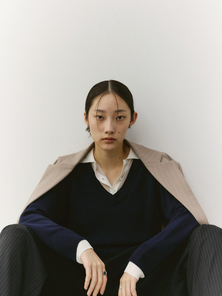 レイヤードポロニットトップ