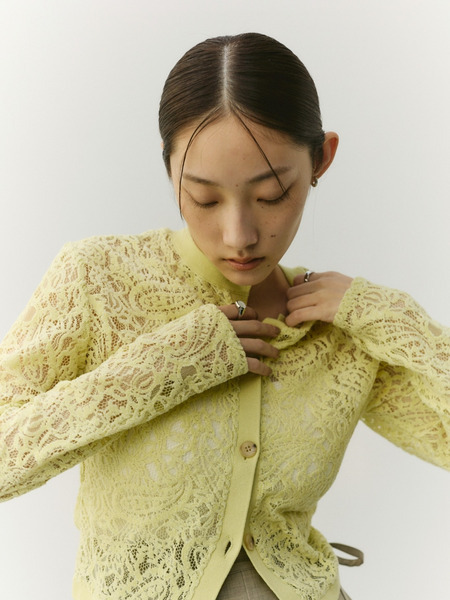 ニュアンスレースニットカーデ